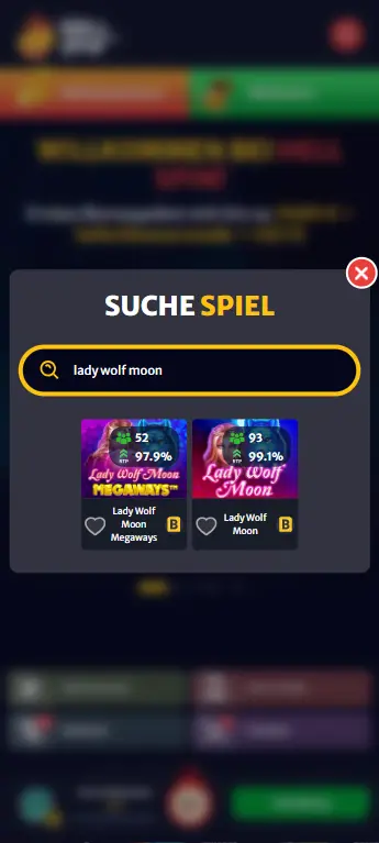 Schritt 4: Lady Wolf Moon im Spielautomaten-Bereich finden